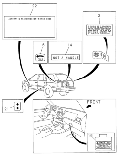 1996 Honda Passport 4 Door LX-W (4X4 V6) KL 4AT Caution Plate - Label Diagram 2