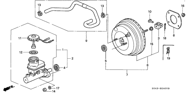1997 Honda Civic Brake Master Cylinder  - Master Power Diagram