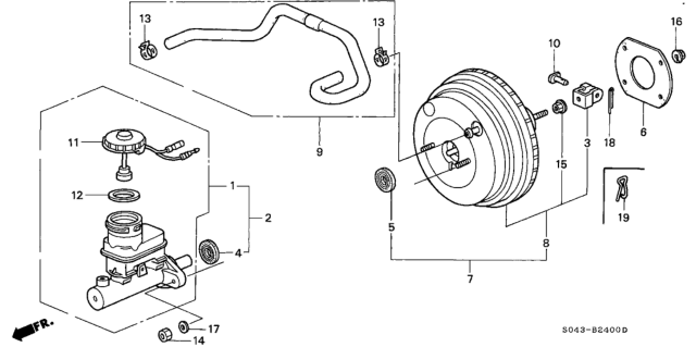 1997 Honda Civic Tube Assy., Master Power Diagram for 46402-S01-A01