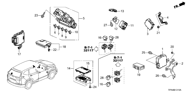 2020 Honda CR-V Hybrid Box Assembly-, Fuse Diagram for 38200-TPG-A11