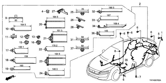 2019 Honda Clarity Fuel Cell Clip, Offset Seal (30MM) Diagram for 91555-TDK-003