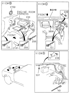 1995 Honda Passport 4 Door LX-W (4X4 V6) KL 4AT Wiring Harness Clips (Engine Room) Diagram