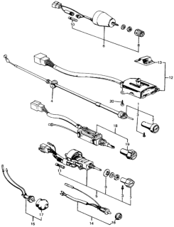 1975 Honda Civic Cable Assy., Choke Diagram for 17950-634-661