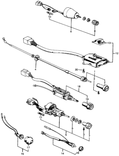 1974 Honda Civic Switch, Wiper Diagram for 35450-634-674