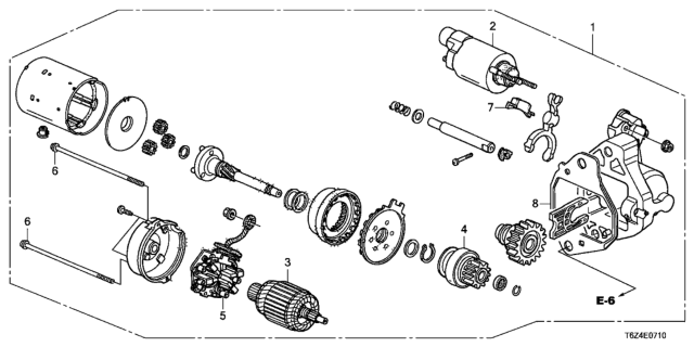 2018 Honda Ridgeline Starter Motor (Denso) Diagram