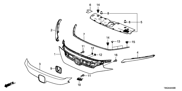 2020 Honda Civic Front Grille Diagram