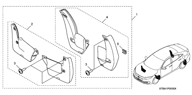 2020 Honda Civic Splash Guards Diagram