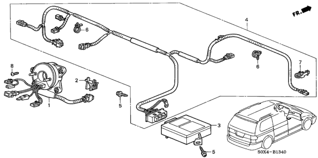 2001 Honda Odyssey Reel Assembly, Cable Diagram for 77900-S0X-A21