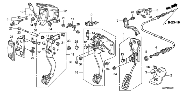 2009 Honda S2000 Pedal Diagram