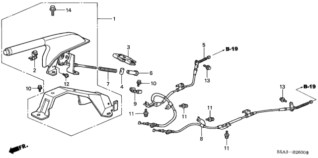 2002 Honda Civic 4 Door LX (SIDE SRS) KA 5MT Parking Brake Diagram 1