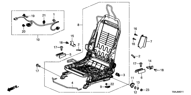 2019 Honda Civic Front Seat Components (Driver Side) Diagram