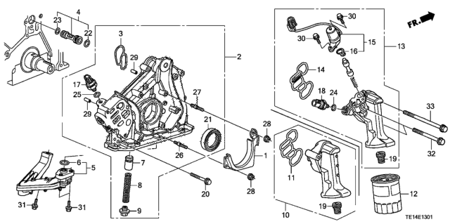 2012 Honda Accord 2 Door EXL-V6 KA 5AT Oil Pump (V6) Diagram