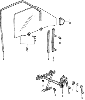 1982 Honda Accord Channel, Front Door Run Diagram for 75231-SA5-672