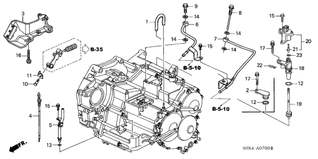 2000 Honda Odyssey 5 Door EX (NAVIGATION) KA 4AT AT Oil Level Gauge (4AT) Diagram