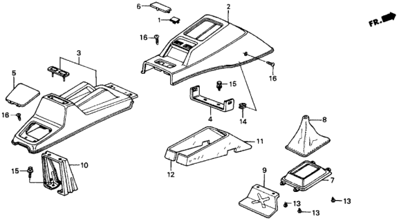 1987 Honda Civic Console, Center *YR89L* (PALMY BROWN) Diagram for 77702-SD9-961ZF