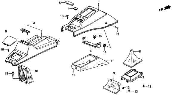 1985 Honda Civic Console, FR. *R40L* (ARK RED) Diagram for 77701-SD9-950ZE