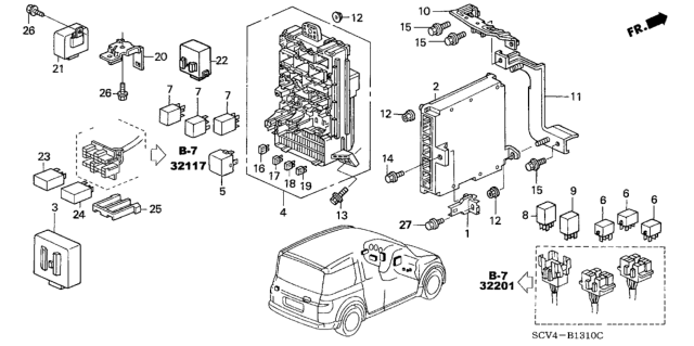 2004 Honda Element Control Unit (Cabin) Diagram