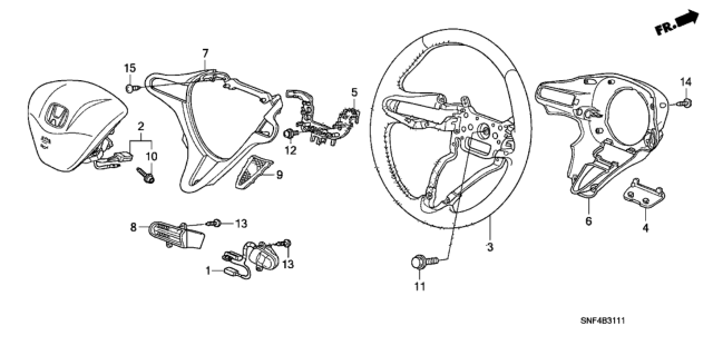 2011 Honda Civic 4 Door GX KA 5AT Steering Wheel (SRS) Diagram