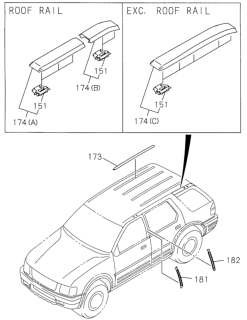 1999 Honda Passport Molding (Roof Rail) Diagram