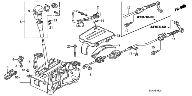 2007 Honda Accord Knob, Select Lever *NH167L* (LEA) (GRAPHITE BLACK) Diagram for 54130-SDA-A54ZC