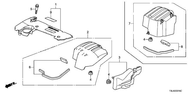 2013 Honda Accord Cover, Engine Diagram for 12500-5A2-A40