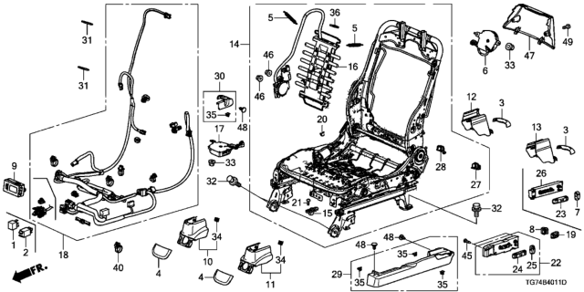 2020 Honda Pilot Front Seat Components (Driver Side) (Power Seat) Diagram