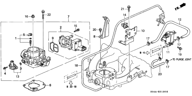 1999 Honda Civic 4 Door LX KA 5MT Throttle Body Diagram