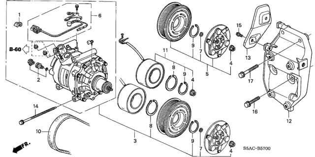 2005 Honda Civic A/C Compressor Diagram