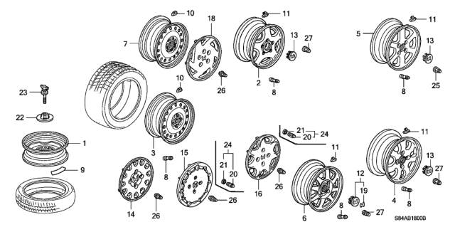 2002 Honda Accord Tire (P195/65R15) (89H) (M+S) (Michelin) Diagram for 42751-MIC-021