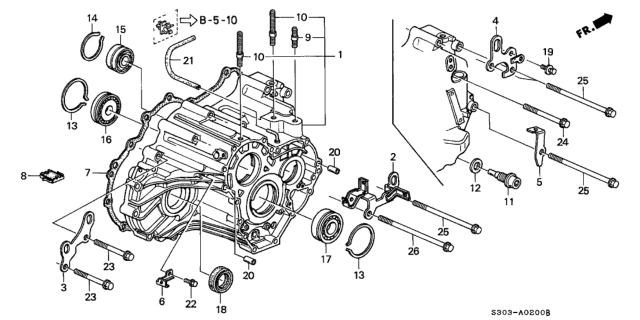 1999 Honda Prelude 2 Door BASE KA 4AT AT Transmission Housing Diagram