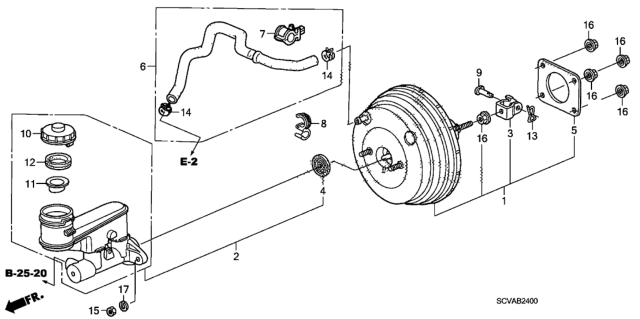 2007 Honda Element Brake Master Cylinder  - Master Power Diagram