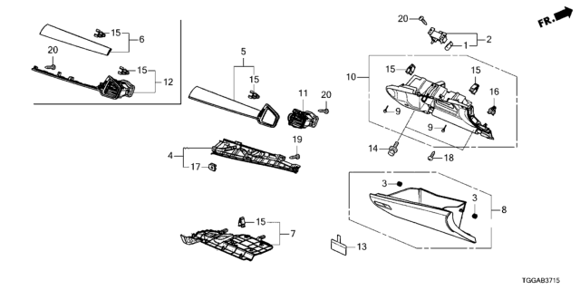 2021 Honda Civic Box Assembly, Glove (Deep Black) Diagram for 77500-TGG-A01ZA