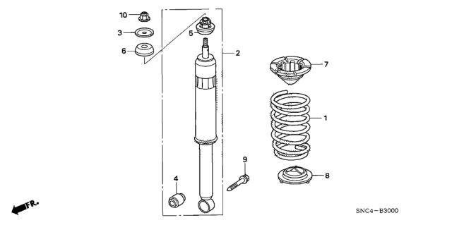 2009 Honda Civic Shock Absorber Assembly, Rear Diagram for 52610-SNC-A02