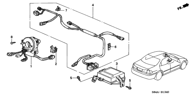 2002 Honda Accord Wire Harness, SRS Main Diagram for 77961-S84-A21