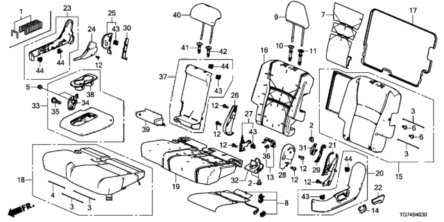 2018 Honda Pilot Middle Seat (Driver Side) (Bench Seat) Diagram