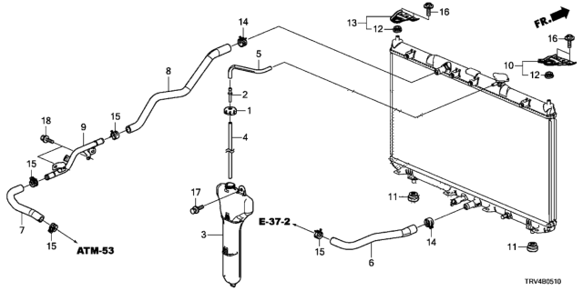 2019 Honda Clarity Electric Hose, Motor Out Diagram for 1J405-5WP-A00