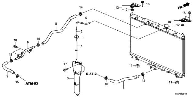 2018 Honda Clarity Electric Radiator Hose - Reserve Tank Diagram