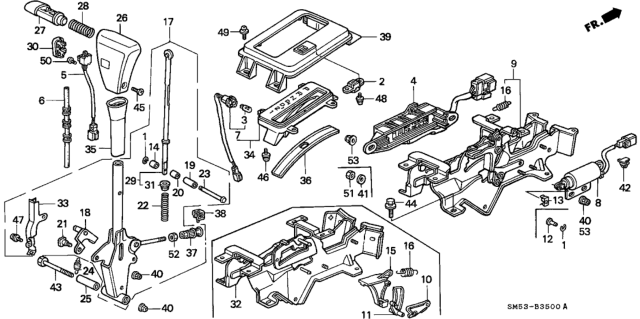 1991 Honda Accord 5 Door EX KA 4AT Select Lever Diagram