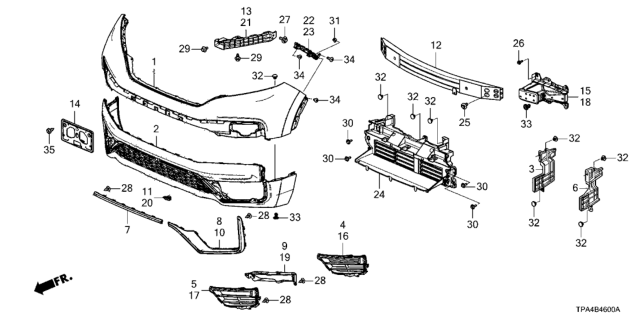 2020 Honda CR-V Hybrid 5 Door LX (HYBRID) KA CVT Front Bumper Diagram