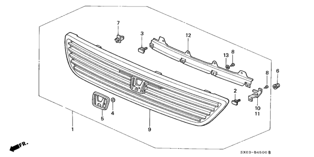 1998 Honda Odyssey Emblem, Front (H) Diagram for 75700-SX0-J20