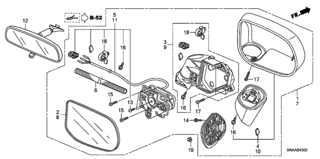 2009 Honda Civic Mirror Assembly, Driver Side Door Diagram for 76250-SNE-A41