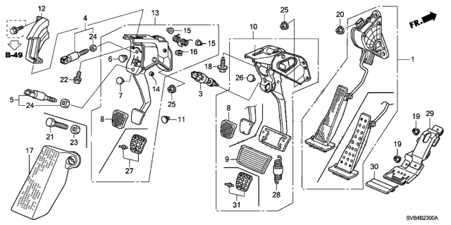 2010 Honda Civic Pedal, Clutch Diagram for 46910-SNV-A01