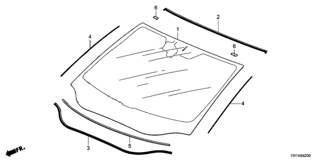 2021 Honda Clarity Fuel Cell Molding, FR. Windshield Diagram for 73151-TRT-A01