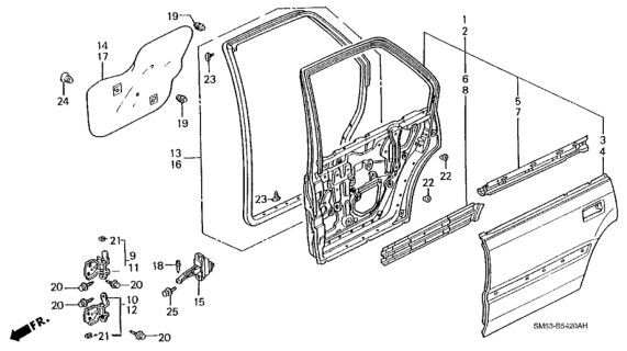 1992 Honda Accord Panel, R. RR. Door Diagram for 67510-SM5-A01ZZ