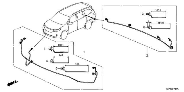 2020 Honda Pilot SUB-WIRE, FR. BUMPER Diagram for 32121-TG7-A01