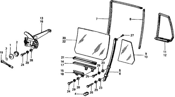 1979 Honda Civic 5 Door ** KL HMT Rear Door Windows Diagram