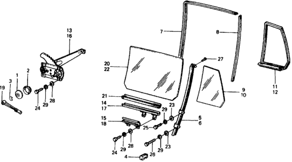 1979 Honda Civic Handle, Regulator Diagram for 76330-663-000