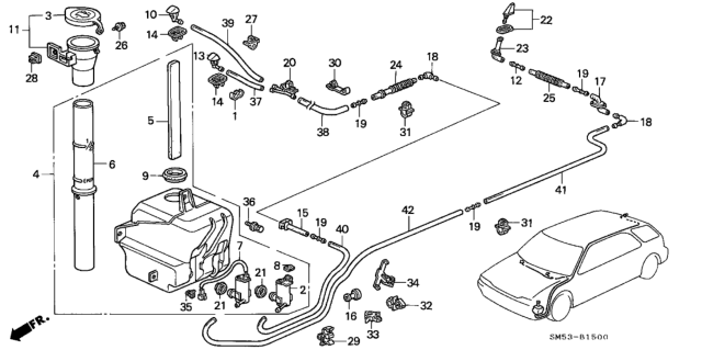 1991 Honda Accord Nozzle Assembly, Rear Washer (Pewter Gray Metallic) Diagram for 76850-SM5-A02ZC