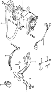 1981 Honda Accord Bracket, Alternator Diagram for 38766-PB2-010