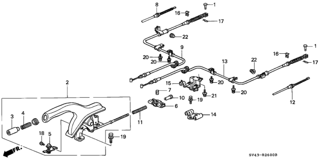 1996 Honda Accord Lever Assy., Parking Brake *YR147L* (GRACE BEIGE) Diagram for 47105-SV4-010ZC